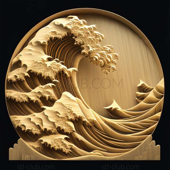 3D model great wave (STL)